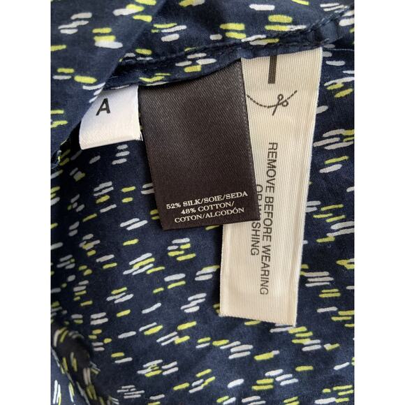 Ann Taylor Shirt Blouse Top Henley Collared Blue Spotted Long Sleeve Sz S - Picture 6 of 6